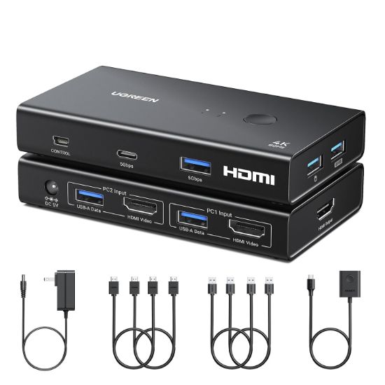Picture of UGREEN 2-In-1 HDMI KVM Switch 4 USB Ports 4K@60Hz–Black