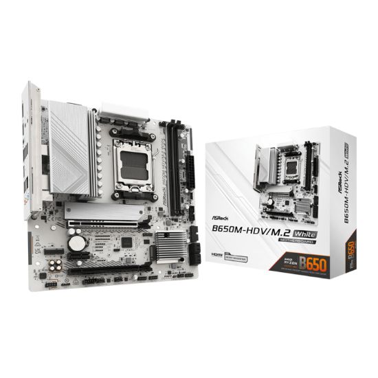 Picture of ASRock B650M-HDV/M.2 AM5 Micro-ATX Motherboard - White