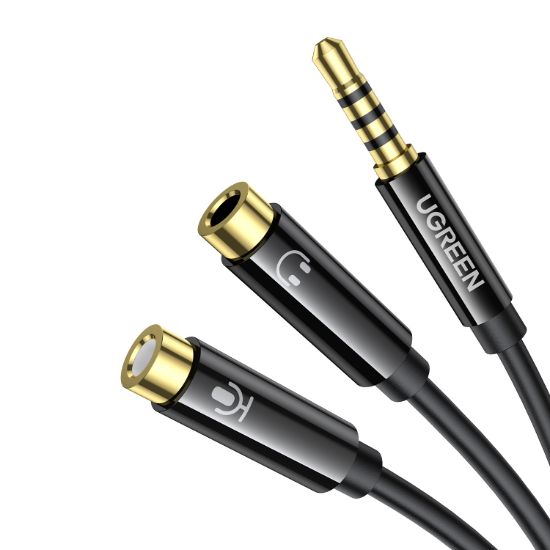 Picture of UGREEN AV141 3.5mm Headset Splitter Cable (1x Male to 2x Female) 20cm - Black