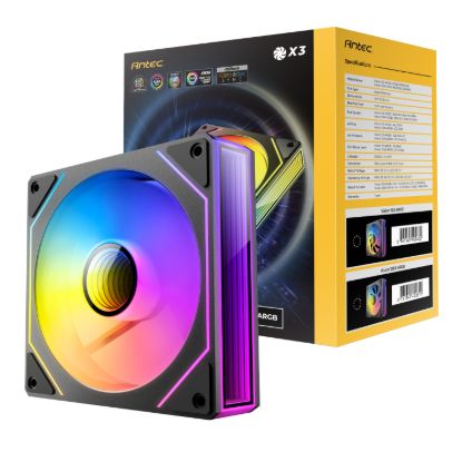 Picture of Antec VISION PWM 120mm ARGB Reverse Infinity Mirror Case Fan 3 Pack Black