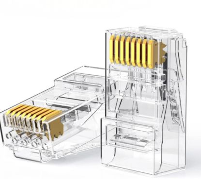 Picture of UGREEN Cat6 RJ45 Modular Plugs (50 Pcs)–Transparent with Gold Contacts