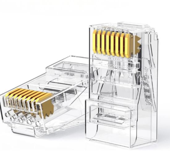 Picture of UGREEN Cat6 RJ45 Modular Plugs (50 Pcs)–Transparent with Gold Contacts