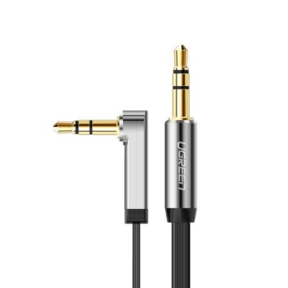 Picture of UGREEN AV119 Right-angled 3.5mm Flat Aux Cable 2m - Black/Silver