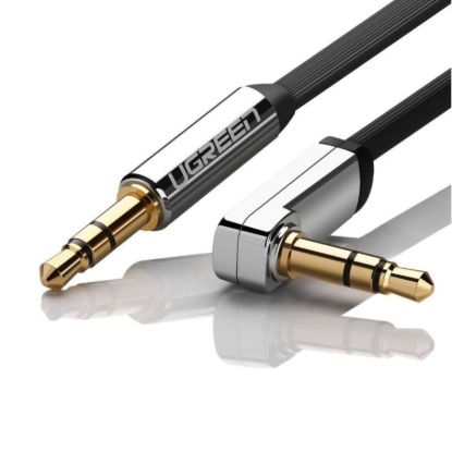Picture of UGREEN AV119 Right-angled 3.5mm Flat Aux Cable 1.5m - Black/Silver