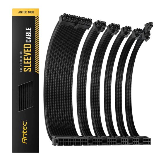 Picture of Antec 300mm Sleeved Braided Power Extension Cable Kit - Black