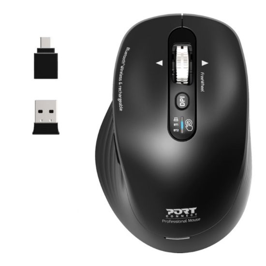 Picture of Port Connect Business 2.4GHz Rechargeable Bluetooth Wireless Mouse - Black