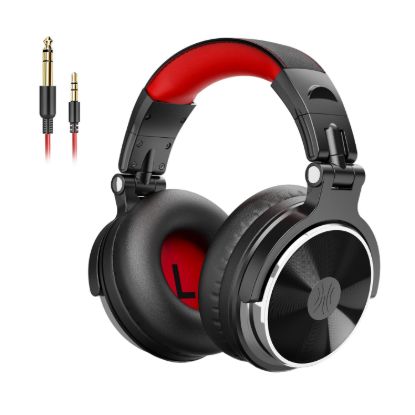 Picture of Oneodio Pro 10 Professional Wired Over Ear DJ and Studio Monitoring Headphones - Red/Black