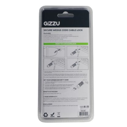 Picture of Gizzu Secure Wedge Code Cable Lock 1.8m