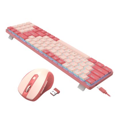 Picture of Redragon BS8772 Wireless Keyboard and Mouse Combo - Red/Pink