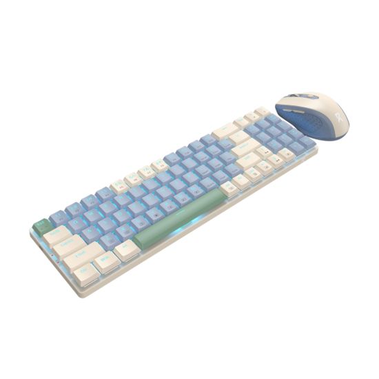 Picture of Redragon BS8772 Wireless Keyboard and Mouse Combo - Cream/Blue