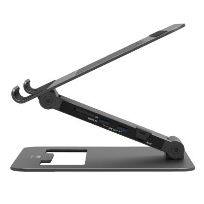 Picture of Port Connect Adjustable Stand + Dock Type-C to 1 x RJ45|2 x USB3.1 Gen1|2 x HDMI 4k@60Hz|1 x Type-C|PD85W|SDand Micro SD Reader