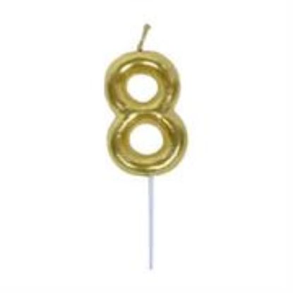 Picture of Casey 10cm Gold Numerical Birthday Candle Nr.8