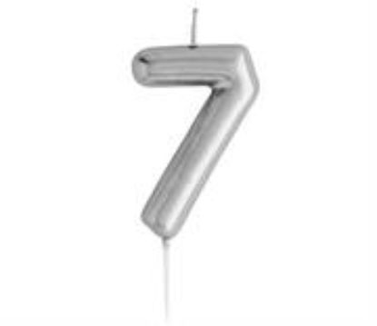 Picture of Casey 10cm Silver Numerical Birthday Candle Nr.7