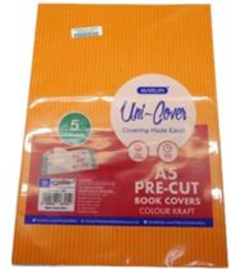 Picture of Marlin Kids A5 Precut Book Cover Orange 5 Pack