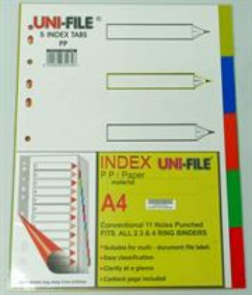 Picture of Uni File A4 5 Index Tabs Uni File Dividers