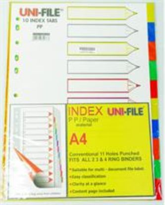 Picture of Uni File A4 10 Index Tabs File Dividers
