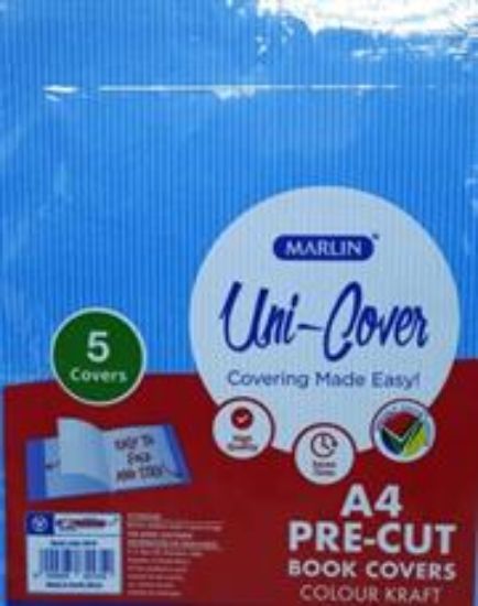 Picture of Marlin Kids A4 Precut Book Cover Blue 5 Pack