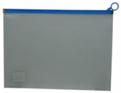 Picture of Brainware A4 Clear Carry Folder With Blue Easy Slide Zip