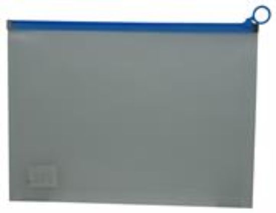 Picture of Brainware A4 Clear Carry Folder With Blue Easy Slide Zip