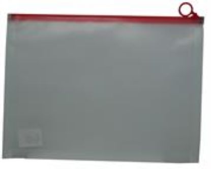 Picture of Brainware A4 Clear Carry Folder With Red Easy Slide Zip