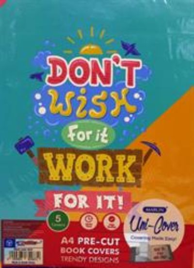 Picture of Marlin Kids Precut A4 Don’t Wish For Work Book Cover 5 pack
