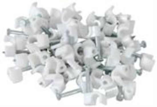 Picture of Noble 9mm Round Cable Clips with Nail White 100 Pieces