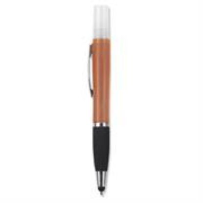 Picture of Geeko 3-in-1 Sanitizer Spray Stylus and Blue Ink Pen Orange
