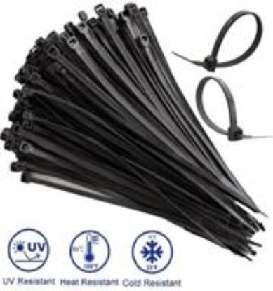 Picture of Noble 3.6 x 200mm Pack of 100 Black Nylon Cable Ties