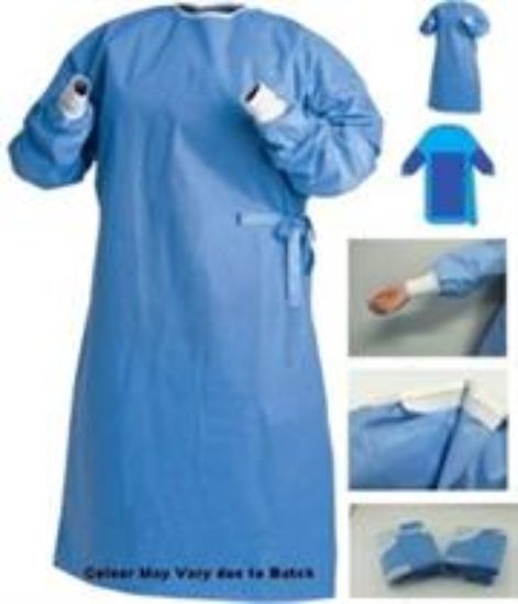 Picture of Casey Disposable SMS Fabric Reinforced Surgical Gown - Blue, Size Medium