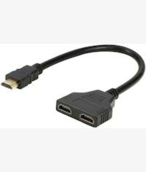 Picture of UniQue Male HDMI To Female Dual HDMI Splitter Adapter