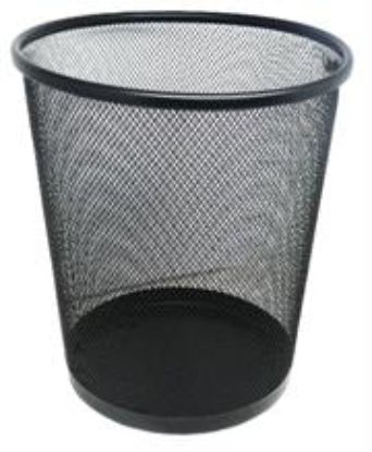 Picture of Brainware Round Steel Mesh Trash Can Black