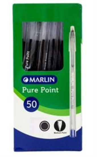 Picture of Marlin Pure Point Transparent Pens Box of 50 Blue