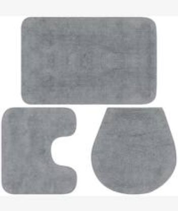 Picture of Casey Bathroom Light Grey 3 Piece Mat Set