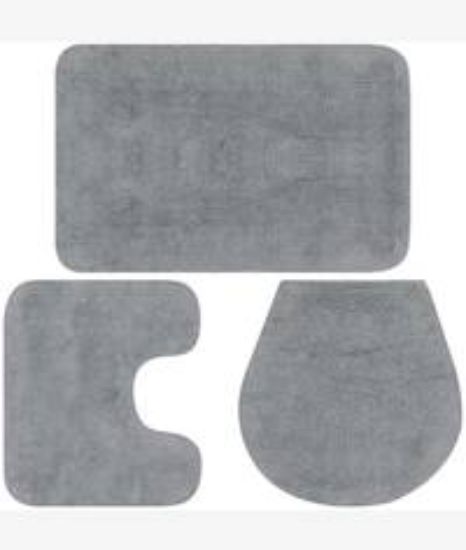 Picture of Casey Bathroom Light Grey 3 Piece Mat Set