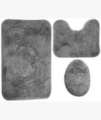 Picture of Casey Bathroom Dark Grey 3 Piece Mat Set