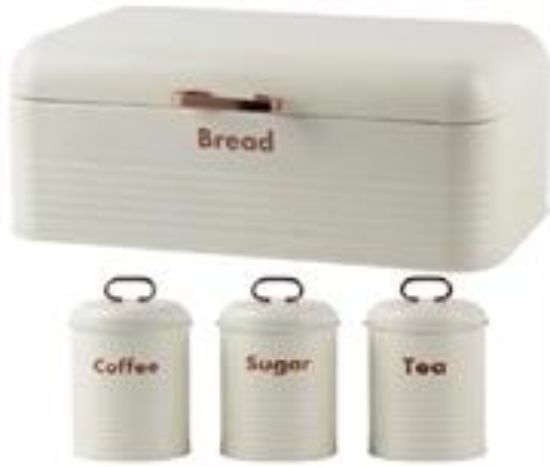 Picture of Totally 4-Piece Breadbin and Canister Tin Set Combo White