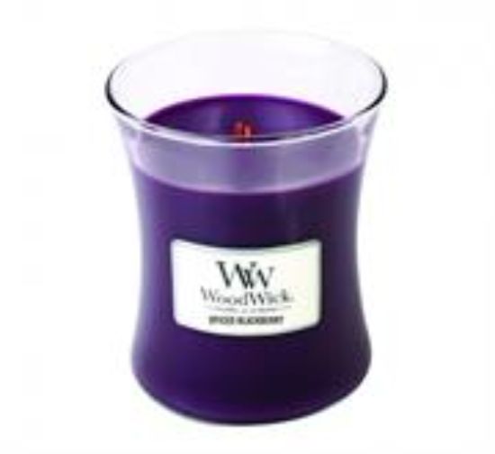 Picture of Woodwick Spiced Blackberry Candle Medium jar Retail Box No warranty