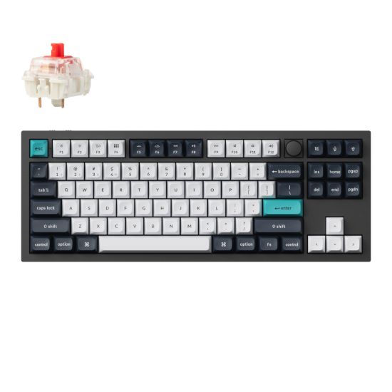 Picture of Keychron Q3 Max 80% Full Assembled Knob Red Switch Hot-Swap Gateron Jupiter RGB Wireless Keyboard - Black
