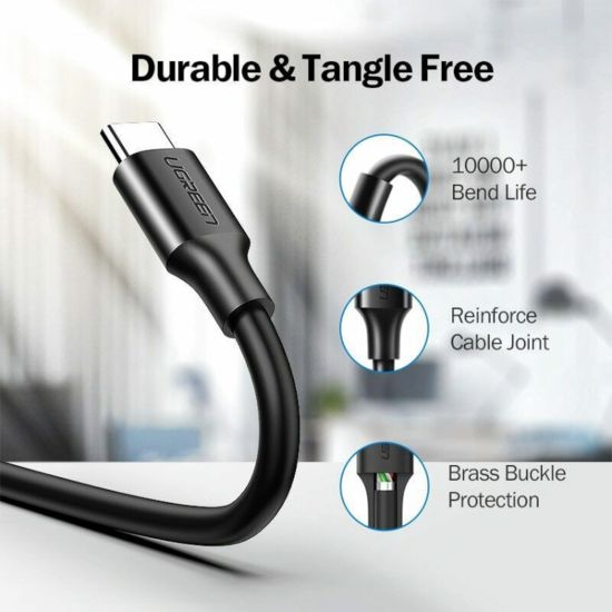 Picture of UGREEN Type-C to USB 3.0 Cable 1m – Fast Charging 3A, 5Gbps Sync – Black