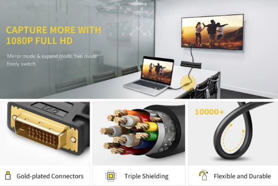 Picture of UGREEN DVI to HDMI Cable Adapter 15cm | Male to Female | 1080p Full HD – Black