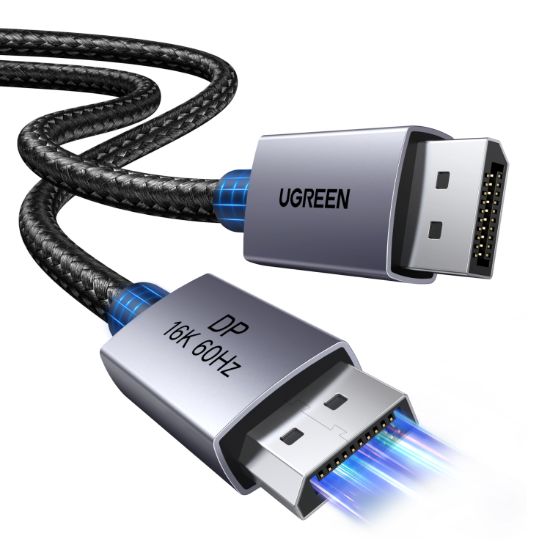 Picture of UGREEN DP131 DisplayPort 2.1 Braided Cable 1M ( 80Gbps | 16K | 60Hz ) - Black/Grey