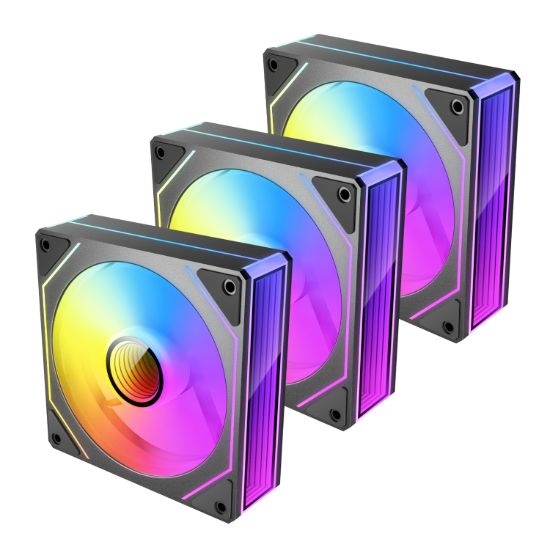 Picture of Antec VISION PWM 120mm ARGB Reverse Infinity Mirror Case Fan 3 Pack Black