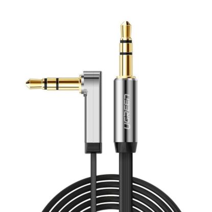 Picture of UGREEN AV119 Right-angled 3.5mm Flat Aux Cable 1.5m - Black/Silver
