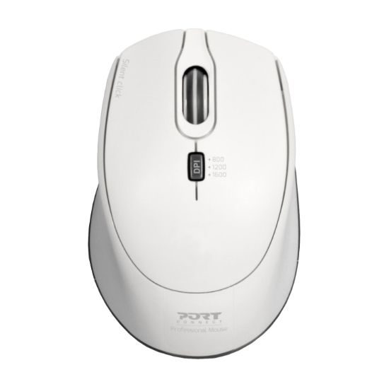 Picture of Port Connect Silent 1600DPI 3 Button Wireless Mouse - White