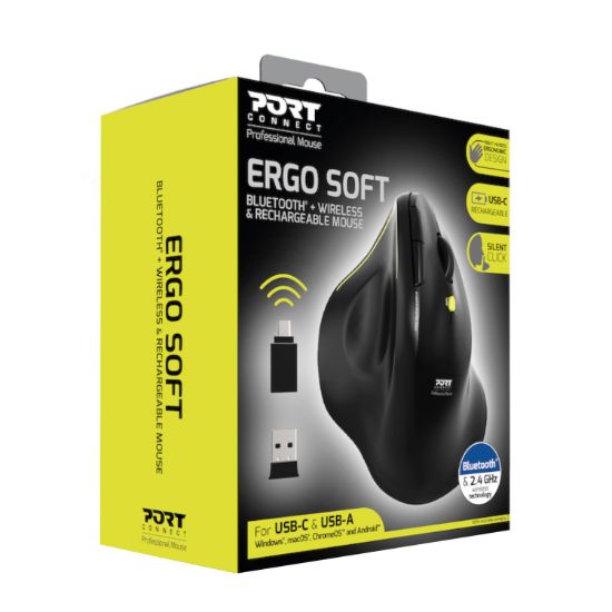 Picture of Port Connect 2.4GHz Wireless ERGO SOFT Bluetooth Rechargeable Mouse