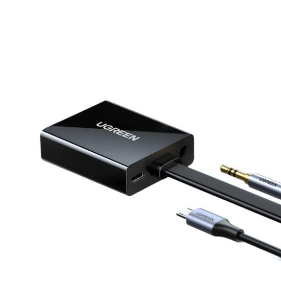 Picture of UGREEN HDMI to VGA Adapter, with 3.5mm Audio and Power Port - Black