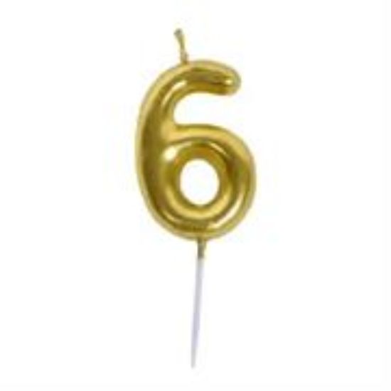 Picture of Casey 10cm Gold Numerical Birthday Candle Nr6
