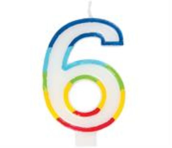 Picture of Casey 7cm Multicolor Numerical Birthday Candle Nr.6