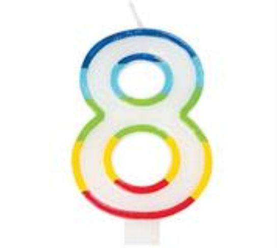 Picture of Casey 7cm Multicolor Numerical Birthday Candle Nr.8