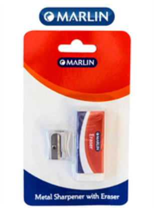 Picture of Marlin Metal Sharpener 1 hole and eraser 60 x 20 x 10mm